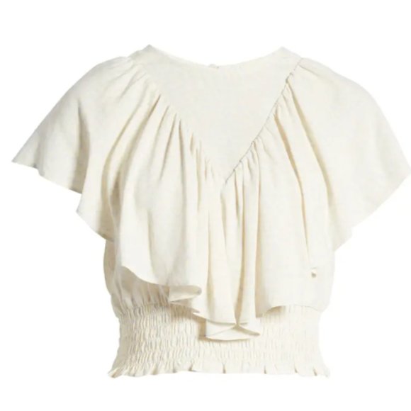 Cropped Printed Ruffle top - Picture 2 of 5